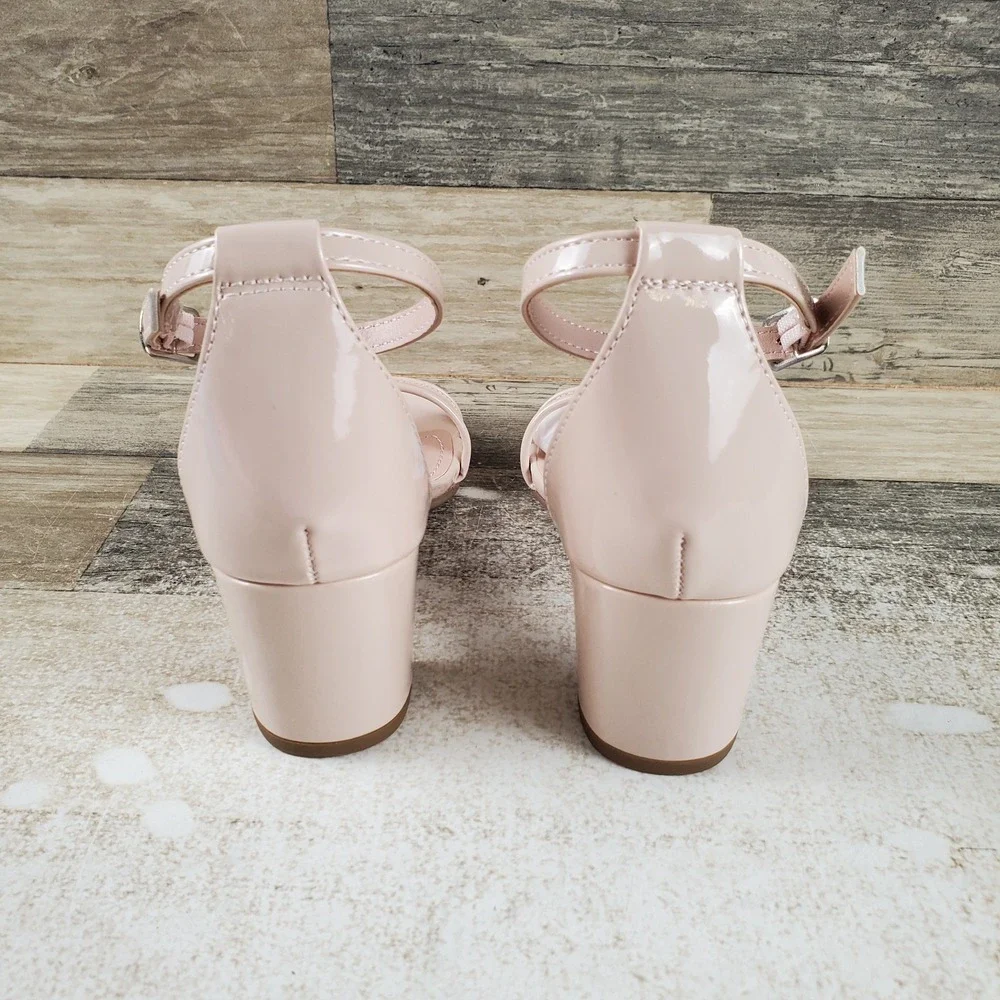 Steve Madden Carrson Girls Dress Sandals Sz 1 Blush Mesh Block Heel Ankle Strap